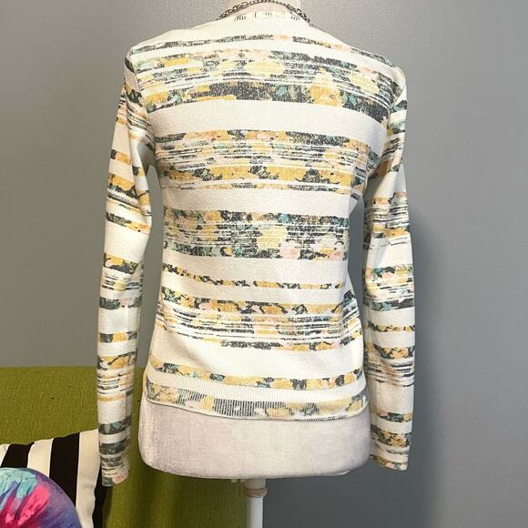 Moth Anthropologie Array Floral Striped Zip Up Cardigan Sweater XS - Picture 5 of 5